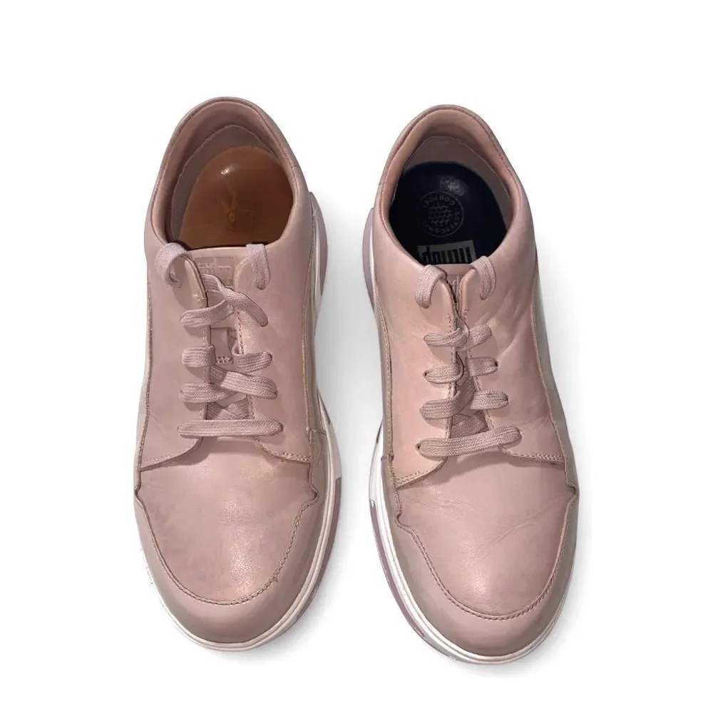 Fitflop Sneakers Freya Genuine Soft Smooth Leather Patent Trim Blush Size US 8.5
